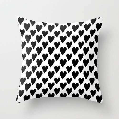 Black And White Hearts Cushion/Pillow - dreamcatcherbutik