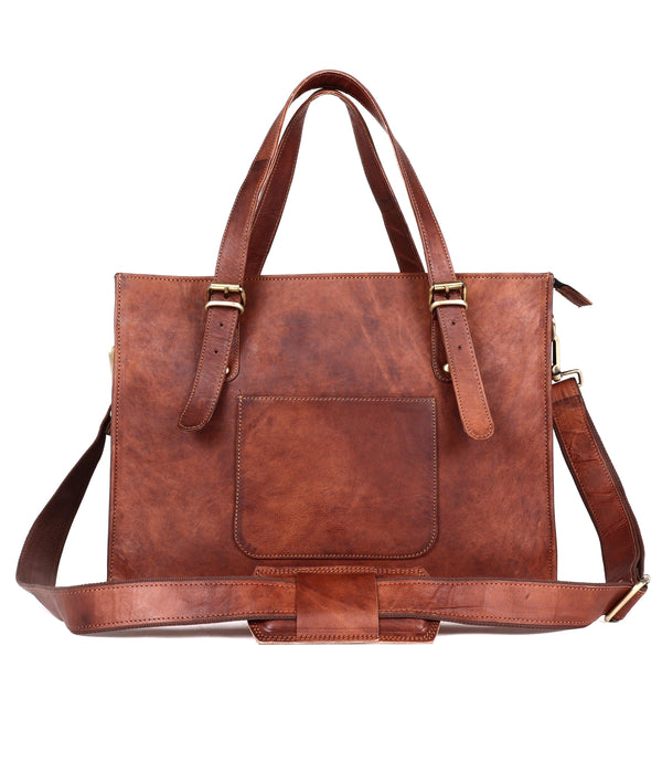 Leather Woman Laptop Handbag Large Tote Bag with Zipper - Premium Bags & Wallets from Salmon Alder - Just $152.13! Shop now at dreamcatcherbutik