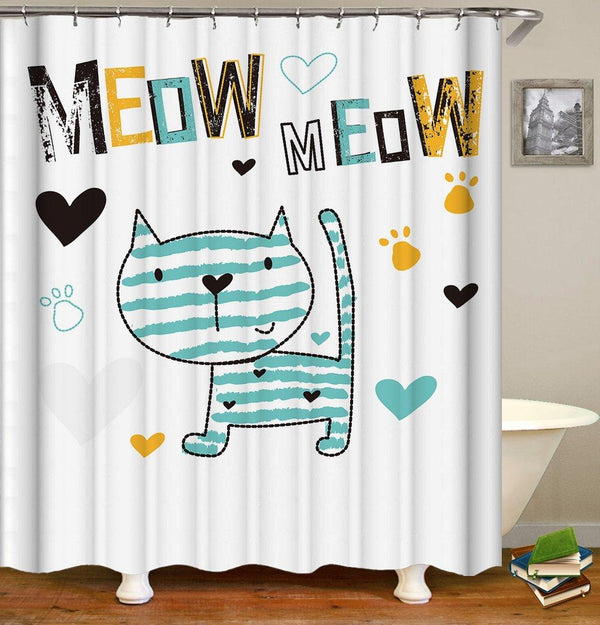 Meow Cute Cat Drawing Shower Curtain - Premium Home & Garden from Amethyst Hera - Just $52.72! Shop now at dreamcatcherbutik