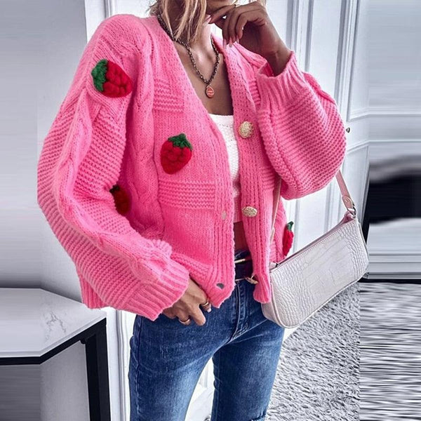 Single-breasted Knitted Coats Sweet Pink Cardigan Tops - Premium Women's Clothing from Silver Sam - Just $45! Shop now at dreamcatcherbutik