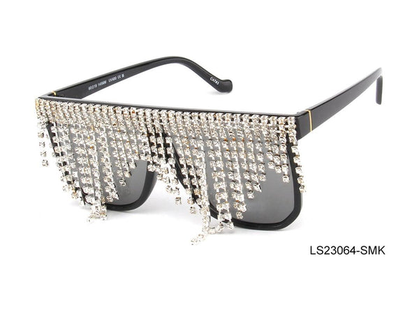 Square Black and Clear Rhinestone Woman Sunglasses-LS23064 - dreamcatcherbutik