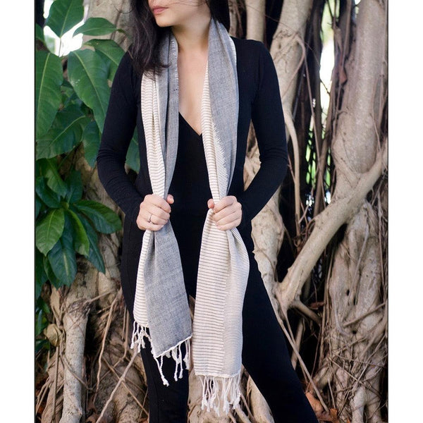 Striped Organic Cotton Scarf - Premium Scarves & Bandanas from Ariel - Just $58.25! Shop now at dreamcatcherbutik