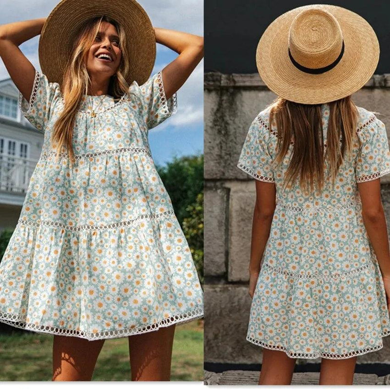 Short Sleeve Summer Floral Dress - dreamcatcherbutik