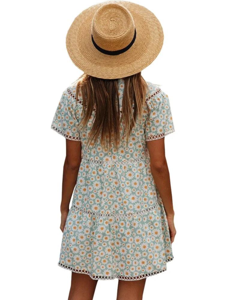 Short Sleeve Summer Floral Dress - dreamcatcherbutik